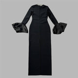 Collar Horn Sleeve Nail Beads With Bandiding Banquet Temperament Elegant Dress Dress