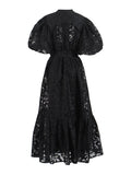 Vintage Elegant Dress 2025 Summer New Single-Rebutted Embroidered Printed Dress With Short Sleeve Dress Woman