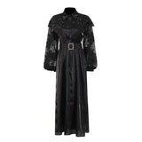 Temperament Fashion Elegant Style Dress 20254 New Collar Heavy Industry Embroidery Lotus Edge Lace Long