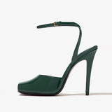 Square Head Small Fish Mouth With Thin High Heel Show Patent Sandals Large Size Stumbling Women's Shoes High Quality Shoes