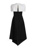 Famous And Famous Dress Dress 2025 Spring New Black And White Bumpy Removable Cloak Open-Fork Solid Color Dress