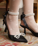 New Pearl Bow Lady High Heel Single Shoes Fashion Banquet Black High Heel Single Shoes Outside Single Shoes High Quality Shoes
