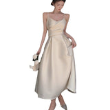 Dress 2025 Women's Summer Dress Sleeveless Waist Repair Niche Design Long Dress Banquet Temperament Dress Dress