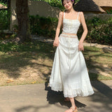 Sling Dress 2024 Summer New High-Rise Thin Holiday Dress Two-Set