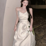 Dress 2025 Women's Summer Dress Sleeveless Waist Repair Niche Design Long Dress Banquet Temperament Dress Dress