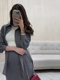 And Casual Long-Sleeved Shirt Tight Waist Dress Two Sets Of Women's New Summer 2024 Summer New Thin Set