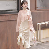 Design Gentle Autumn Chinese Style Improvement Han Elements Women's Coat Sling Skirt Suit 6934