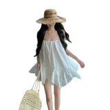 White Sling Dress Dress Female Summer Temperament Seaside Wind Fairy Irregular Doll Short Skirt