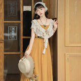 Design Until Dusk Chinese Style Improved Han Elements Of Women's Shawl Sling Skirt Suit 9217
