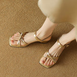 Large-Size Shoes Side-On-Heeled Sandals Women Summer New Bow Buckle Buckle High Quality Shoes
