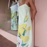 2025 New Solid Color Slingless Sleeveless Square Collar Open-Back Fork Dress