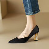 Large-Size Shoes Small Fragrant Wind Sharp High Heels New Women's Shoes Light Color Fashion Single Shoes High Quality Shoes