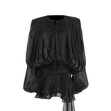 Elegant Vintage Style Dress 2025 New Hot-Sold Collar With Shoulder Long Sleeve Short Dress