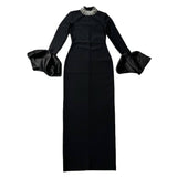 Collar Horn Sleeve Nail Beads With Bandiding Banquet Temperament Elegant Dress Dress