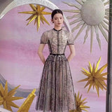 2025 Summer Round Collar Lace Three-Dimensional Flower Mesh Embroidery Dress