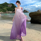 Holiday Purple Sling Dress Women's Summer 2025 New Loose Thin Gentle Temperament Fairy Dress