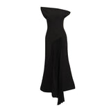 Elegant Retro Style Dress 2025 Summer New Slanted Shoulder Irregular Temperament Dress Dress Woman