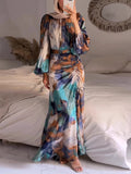 East Autumn 2024 New Folds To Receive Thin Waist Exotic Style Long Sleeve Long Dress Dress Woman