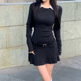 Style Fake Two Shirt Skirt Women Autumn And Winter Hot Girls Splicing Shirt Collar Dress Slim Thin 100-Fold Skirt