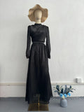 Collar Dress Women's 2025 New Long-Sleeved Tea Break French Waist-High Dress