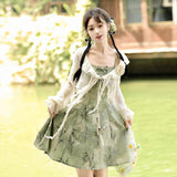 Design Bamboo Chinese Style Improvement Chinese Elements Women's Coat Sling Skirt Set 9288
