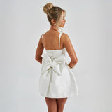 Spring 2025 New Bag Ass Dress Famous Style Temperament Sexy Collar Bow Dress DJPT