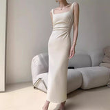 Everyday Day With White Sleeveless Sleeveless Vest Dress Women's New Summer Dress With A Left-Up HZ0628