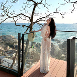 Pure Hottie Style V-Neck Hanging Neck Lift Sling Lace Skirt Two Sets