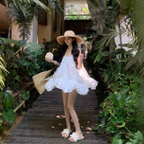 White Sling Dress Dress Female Summer Temperament Seaside Wind Fairy Irregular Doll Short Skirt