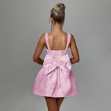 Spring 2025 New Bag Ass Dress Famous Style Temperament Sexy Collar Bow Dress DJPT