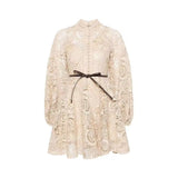 Autumn And Winter Australian Trendy Brand Lin Yuner Star Of The Same Retro Hollow Lace Lantern Sleeve Dress