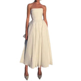 Sexy Women's Summer Wearing A Fish Bone Thoracic Dress Pure Style Hot Girl Repair In The Back Of The Long Dress HZ0628