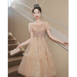 Dress Woman 2025 New Light Luxury Small High-End Small Banquet Senior Feeling Host Birthday Wedding Dress