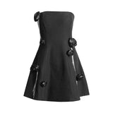 Babes Dress 2025 Spring New Three-Dimensional Rose Espoo Diamond Waist Bra Dress Dress Woman