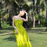 Travel Hanging Belt Trise Dress Skinny Beach Dress Women's Seaside Holiday To Take Pictures Of Waist Swings Long Dress Summer