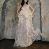 New V-Neck High-End Sling Dress Retro Niche Dress Wedding Morning Dress