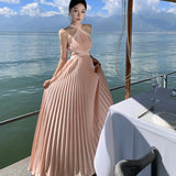 Summer New Birthday Dress Women's Seaside Resort Beach Dress High-End Feeling Hanging Neck Dress