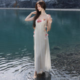 Thin Sling Dress Women's Summer Seaside Vacation Word Collar Sleeveless Beach Dress