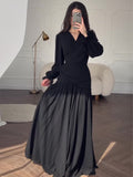 2025 New Design Chiffon Black Dress Woman