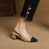 Korean Version Of The Small Side Of The Square Head Coarse Heel Women's Shoes After The Stumbling Sandals Back Empty Single Shoes Women High Quality Shoes