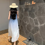 Seaside Resort Wind Gradient Sling Dress Women's New Sleeveless Beach Dress Folds