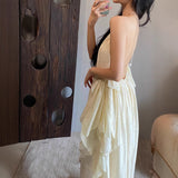 Leaf Loose Hanging Neck Hanging Dress Women Summer Lazy Holiday Style Dress Lot