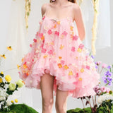 Gentle And Gradient Handmade Flowers Suspension Beautiful Dresses Women's Holiday Dresses