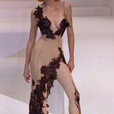 Sexy Deep V Sling Dress Body Show-Up Back Party Hottie Temperament Hip Skirt DJPT