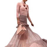 New Fashion Temperament Knitted With Folded Perspective Elegant Cake Skirt