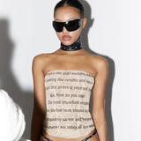 Letter Print Thoracic Top 2025 Summer New Temperament Hot Girl Vest Woman DJPT