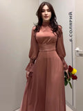 2025 Long-Sleeved Temperament Elegant Women's Waist Dress