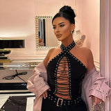 Autumn 2025 New Women's Clothing Temperament Repair Chicken Eye Strapped Sexy Jumpsuit DJPT