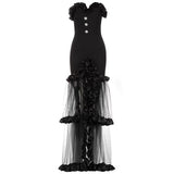 Summer Tide Brand Goddess Personality Design Sexy Wrapped Chest High Open Fork Mesh Tug On The Floor Dress Dress