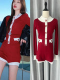 New Retro Fashion Christmas New Year Reduction Temperament Bumpy Bag Knitted Elastic Jumpsuit